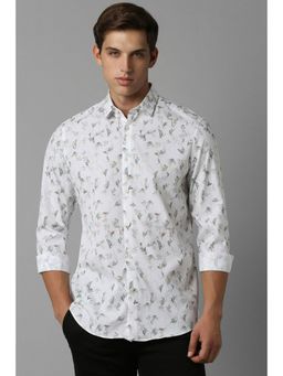 Louis Philippe - Men White Classic Fit Print Full Sleeves Casual Shirt
