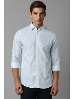Louis Philippe - Men Blue Slim Fit Print Full Sleeves Casual Shirt