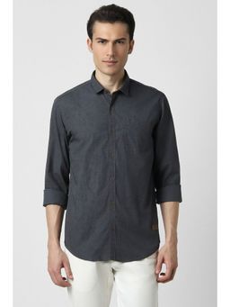 Peter England - Men Grey Slim Fit Print Shirt