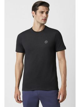Van Heusen - Men Black Solid Crew Neck T-Shirt