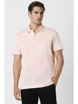 Van Heusen - Men Peach Solid Polo Neck T-Shirt