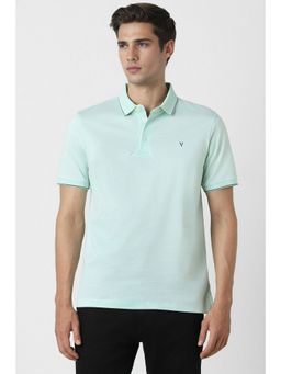 Van Heusen - Men Green Solid Polo Neck T-Shirt