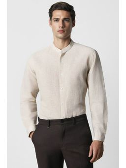 Van Heusen - Men Beige Regular Fit Check Full Sleeves Formal Shirt