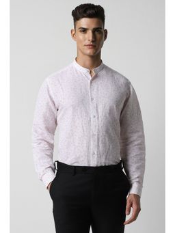 Van Heusen - Men White Regular Fit Print Full Sleeves Formal Shirt