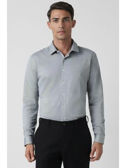 Van Heusen - Men Grey Slim Fit Textured Full Sleeves Formal Shirt