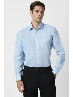 Van Heusen - Men Blue Regular Fit Textured Full Sleeves Formal Shirt