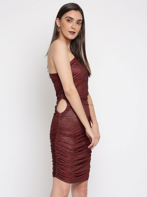 brown marble mini dress Brown Marble Print Cut Out Mini Dress | Mini Dresses