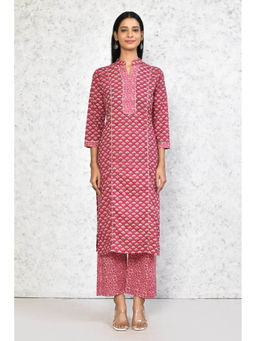 Miravan - Women's Floral Printed Cotton Kurta with Pant (Set of 2)