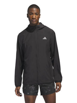 adidas - Men Black Solid Hooded Run It Jacket
