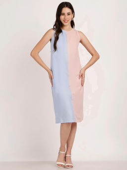 AOBA - Women Blue & Pink Linen Dress