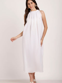 AOBA - Women White Flit & Flare Midi Dress