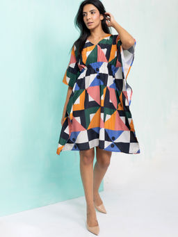 AOBA - Women Multicolor Geometrical Kaftan Dress