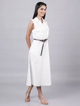 French Theory - White Tailored Grace Dress with Belt