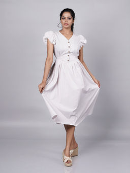 French Theory - Grey Puffy Sleeve One-Piece Dress