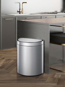 OBSESSIONS - 10L Semi Round Fingerprint Resistant Sensor Bin Silver