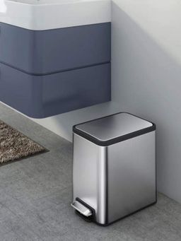 OBSESSIONS - Fingerprint Resistant Step Dustbin , 8 Litres, Silver