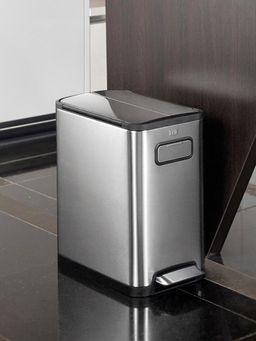 OBSESSIONS - 20 Litre Metallic Stainless Steel Step Bin, Black