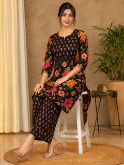 Vbuyz - Women Black Cotton Kurta with Pant