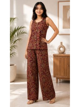 Vbuyz - Women Maroon Cotton Co-Ord Set