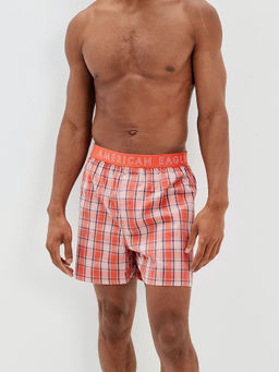 American Eagle - Men Red Plaid Stretch Boxer Short