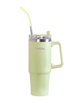 Nestasia - Mint Green Stainless Steel Water Bottle with Straw, 1000Ml, (Set of 2)