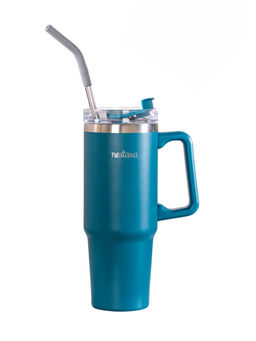 Nestasia - Teal Stainless Steel Water Bottle with Straw, 1000Ml, (Set of 2)