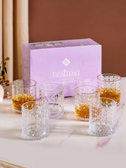 Nestasia - Diamond Textured Whiskey Glasses 250Ml (Pack Of 6)