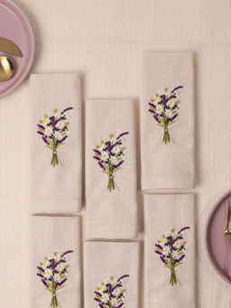Glimpse Homes - Lavender Bliss Cotton Slub Napkins (Pack Of 6)