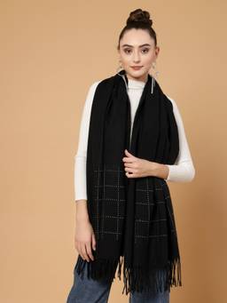 Mafadeny - Winter Wrap Black Stole Cozy Comfort In Subtle Elegance