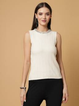 Mafadeny - Women Winter Wear White Top