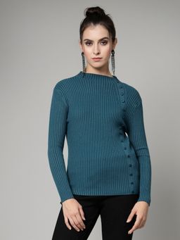Mafadeny - Winter Wear Teal Blue Top