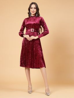 Mafadeny - Women Winter Wear Pink Stylish Dress
