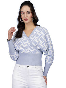 Mafadeny - Women Winter Wear Blue Crop Top