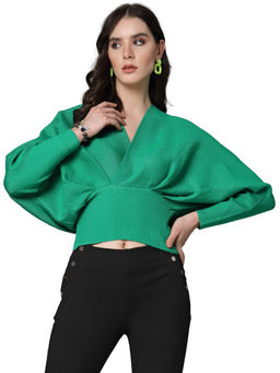 Mafadeny - Women Winter Wear Green Stylish Top