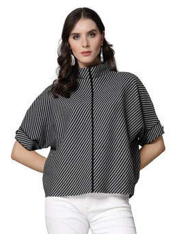 Mafadeny - Women Winter Wear Grey Ribbed Cardigan