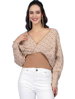 Mafadeny - Women Khaki & White Top