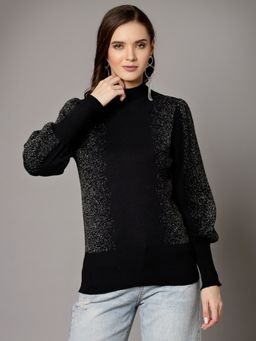 Mafadeny - Women Winter Wear Black Stylised Top