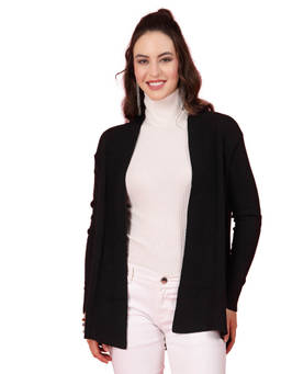 Mafadeny - Women Winter Wear Black Longline Overlay