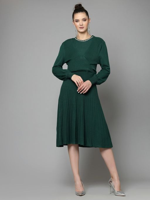 moda operandi green dress Casual Cool Girl High Slit Ribbed Knit Maxi Dress main image 0