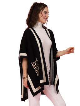Mafadeny - Women Winter Wear Black Stylish Poncho