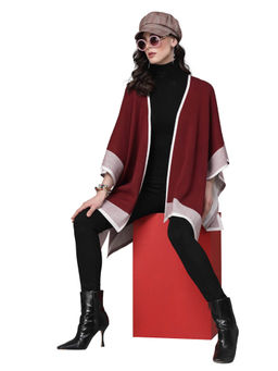 Mafadeny - Women Winter Wear Solid Maroon Stylish Poncho