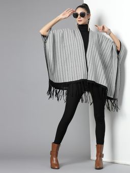 Mafadeny - Women Winter Wear White Poncho