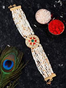 Silvermerc Designs - Women's Kundan Beaded Bracelet Rakhi