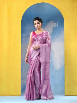 DESH BIDESH - Bengal Mayurkonthi Handloom Pink Saree with Unstitched Blouse