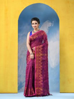 DESH BIDESH - Handloom Pink Sorano Mukul Copper Silk Saree with Unstitched Blouse