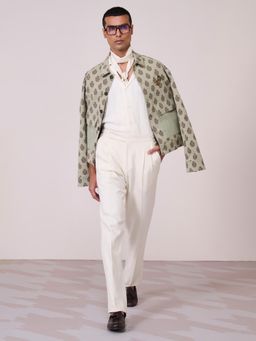 S&N by Shantnu Nikhil - Olive Tencel Blend Full Sleeves Jacket