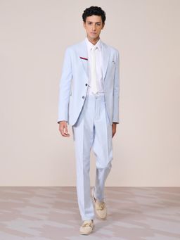 S&N by Shantnu Nikhil - Blue Linen Blend Full Sleeves Blazer