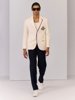 S&N by Shantnu Nikhil - Off White Cotton Full Sleeves Blazer