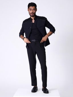 S&N by Shantnu Nikhil - Black Rayon Blend Full Sleeves Blazer