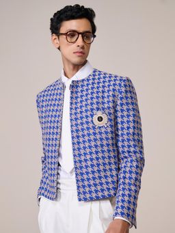 S&N by Shantnu Nikhil - Blue Rayon Blend Full Sleeves Jacket